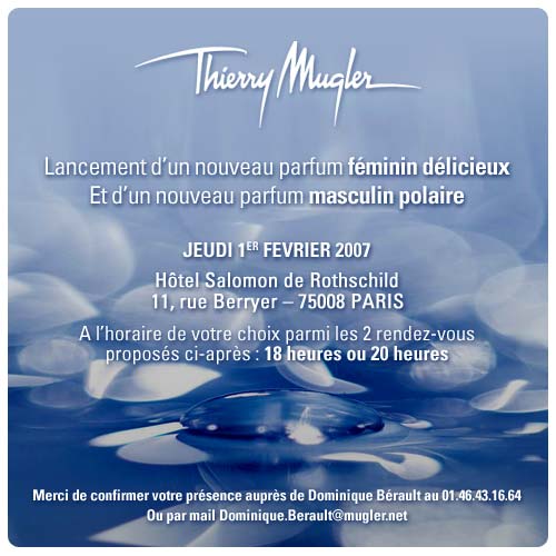Invitation personnelle Thierry Mugler